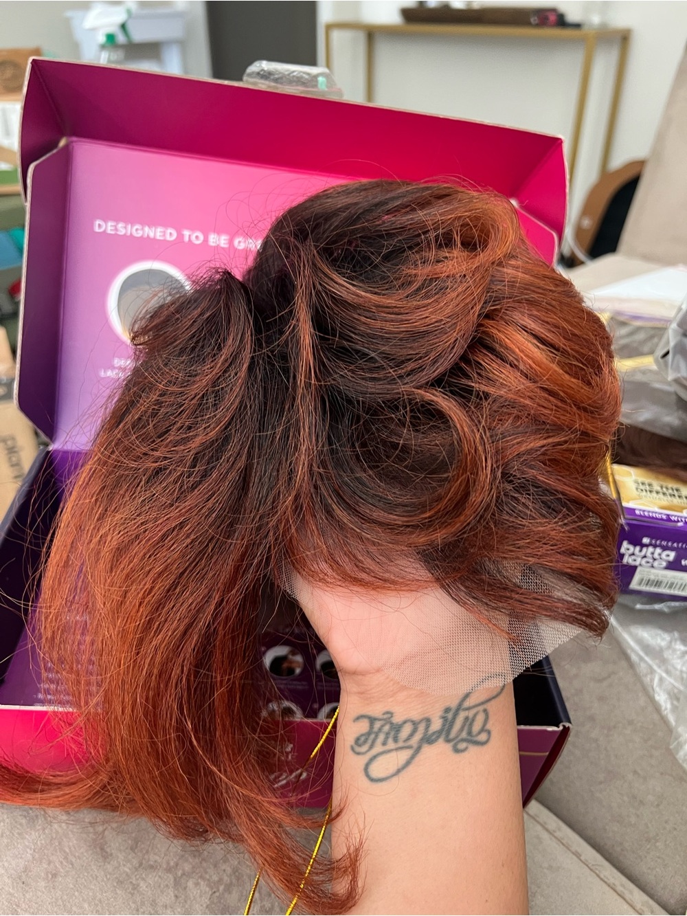 Outre Red Ombre Human Hair Wig